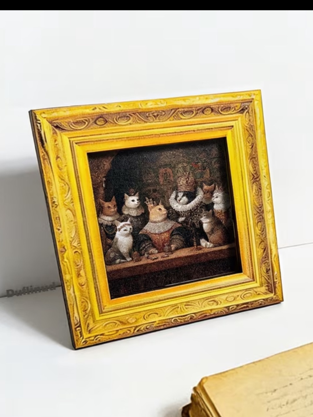 Mini Cat Renaissance Art Fridge Magnet 3” Square Frame